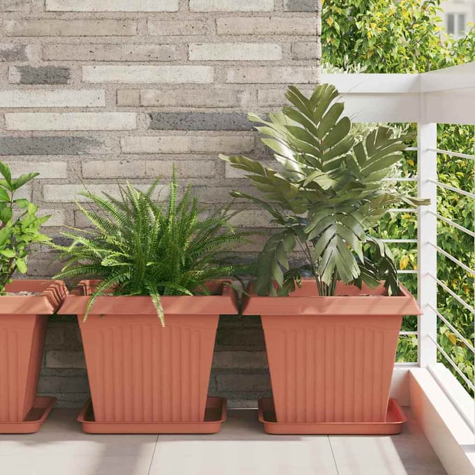 vidaXL - Vierkante - Bloempot - 24 - st - Baksteenrood - 43 - x - 43 - x - 33,5 - cm
