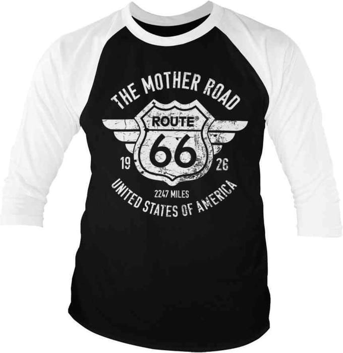 Route 66 Raglan top -M- The Mother Road Zwart/Wit