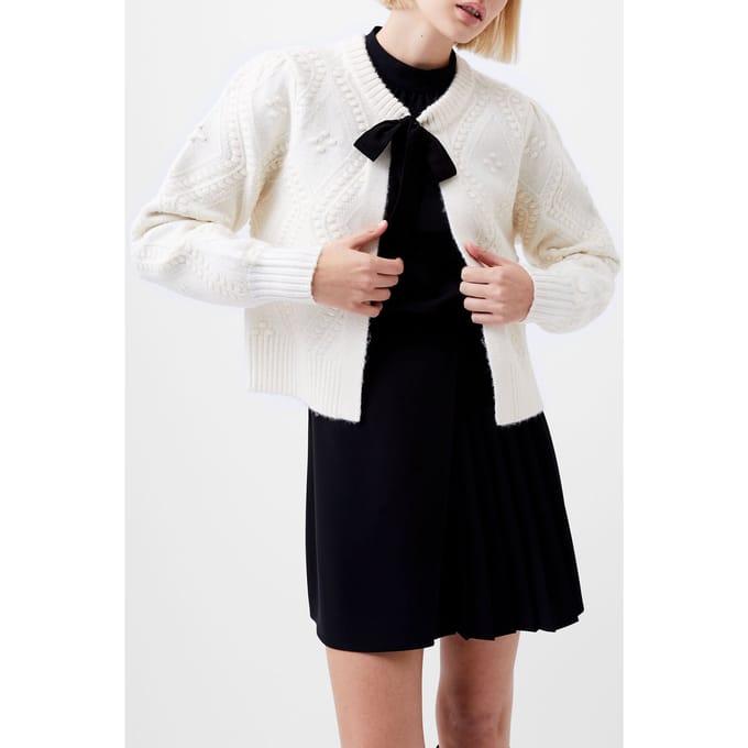 French Connection Bobble Bow Cardigan Winter Wht/black Bow Taglia: S | Giacche Outlet | Donna