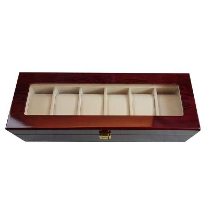 Luxe klassieke houten horlogebox voor 6 horloges | Rood