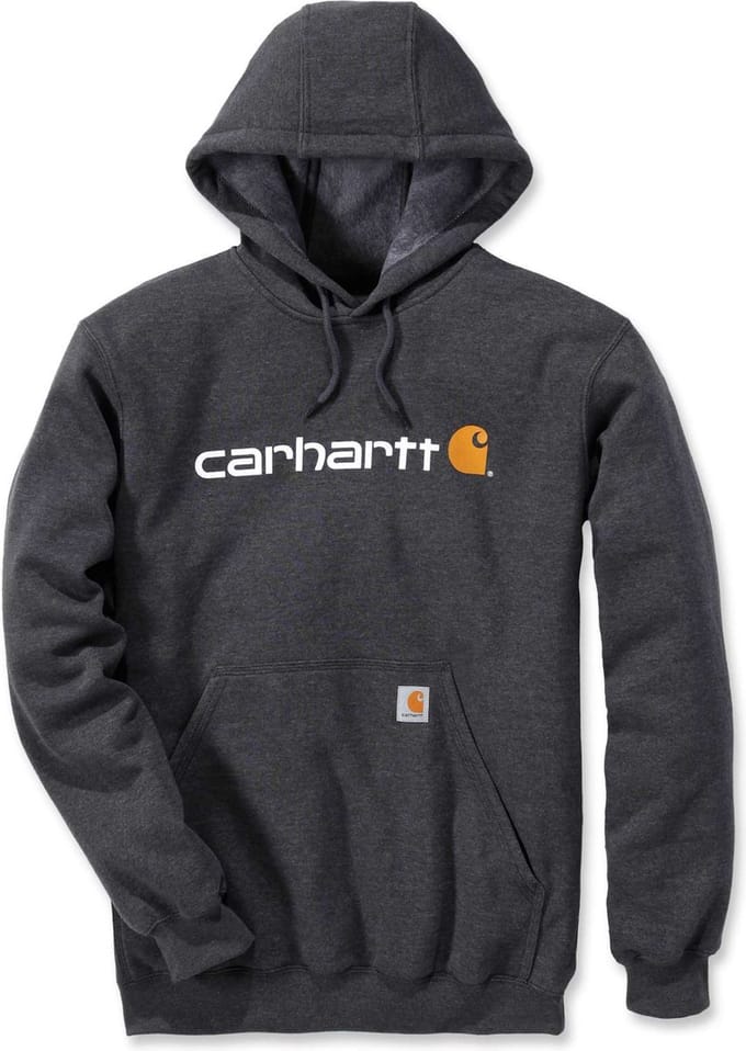 Carhartt Signature Logo Hooded Sweatshirt Carbon Heather Heren