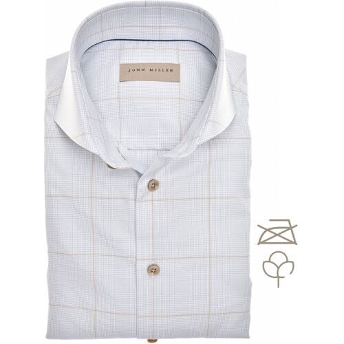 John Miller Overhemd Non-Iron Windowpane Check Blauw / male
