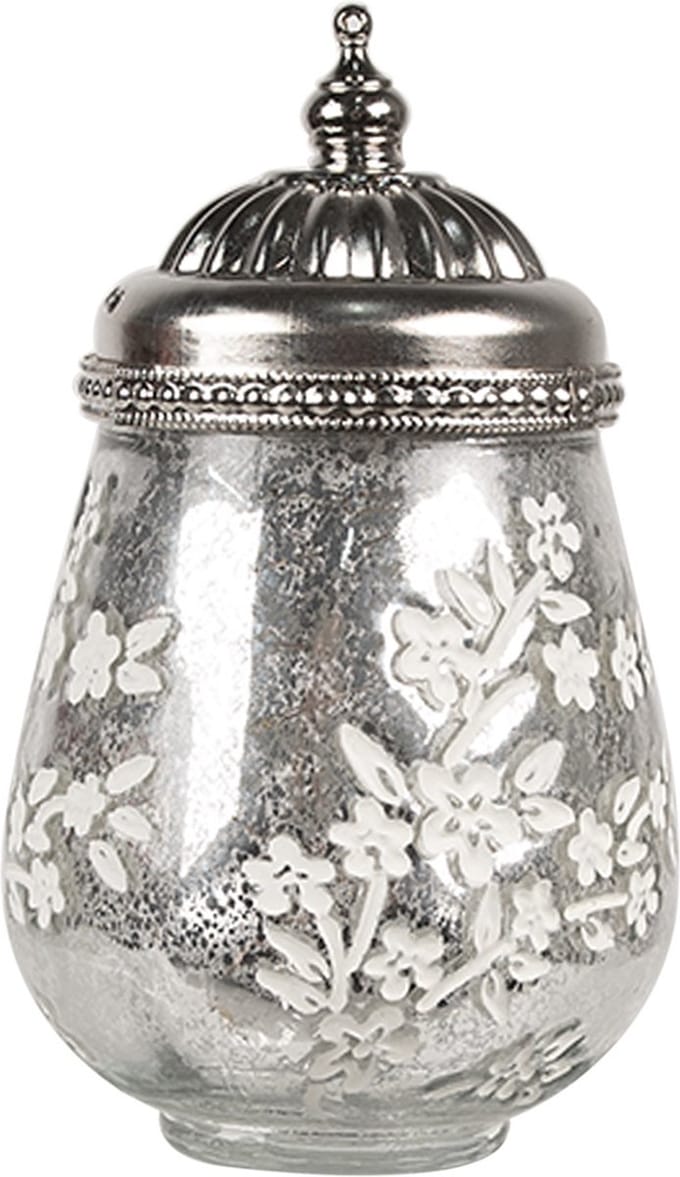 Clayre & Eef LED Lantaarn Ø 9x15 cm Zilverkleurig Glas