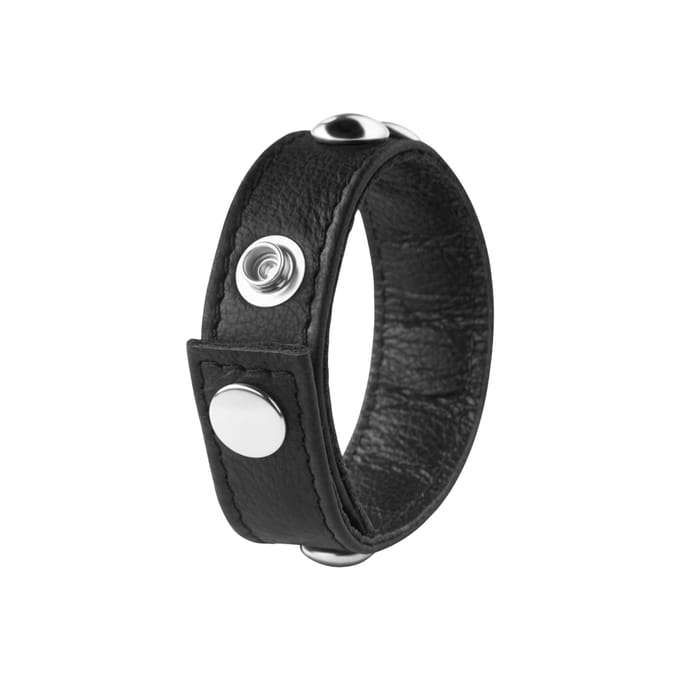 Rimba - Luxe Leren Cockring/penis strap Met Metalen siernieten - Verstelbaar