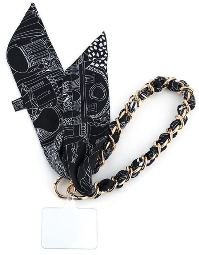 Luxe telefoonkoord - Kort - Zwart - Dames - Goudkleur - Telefoon/Handtas accessoire