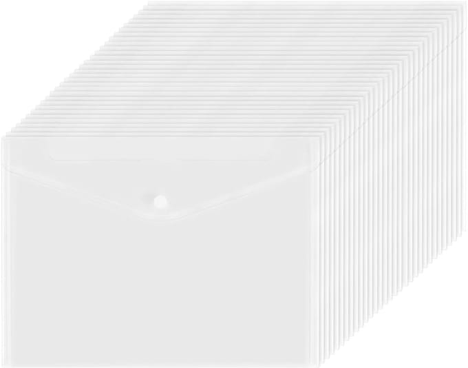 Dailygoods- Documentenvakken 80 stuks - A5 Documentenmappen - Kunststof - Transparant - Waterdicht - Drukknoopsluiting - 24 x 17 cm - Documententas