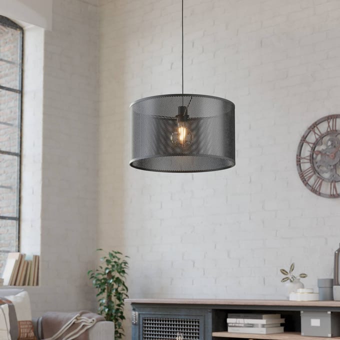 EGLO Manby Hanglamp - E27 - Ø 45 cm - Zwart - Staal