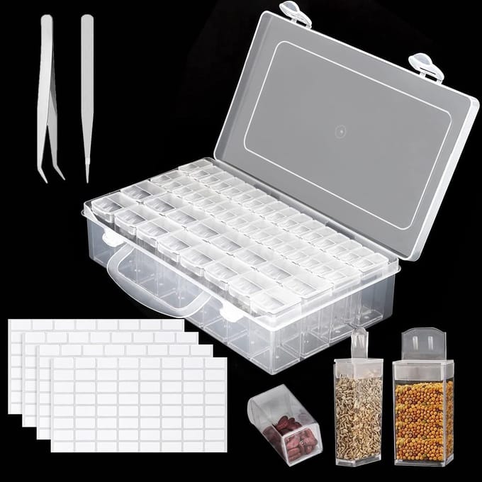 Complete Set van 7 Stuks voor Diamant Schilderen: Organiser Box, Creatieve Accessoires, Labelpapier en Meer