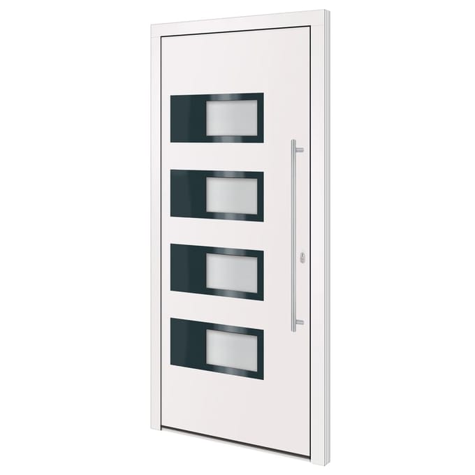vidaXL - Voordeur - 100x210 - cm - aluminium - en - PVC - wit