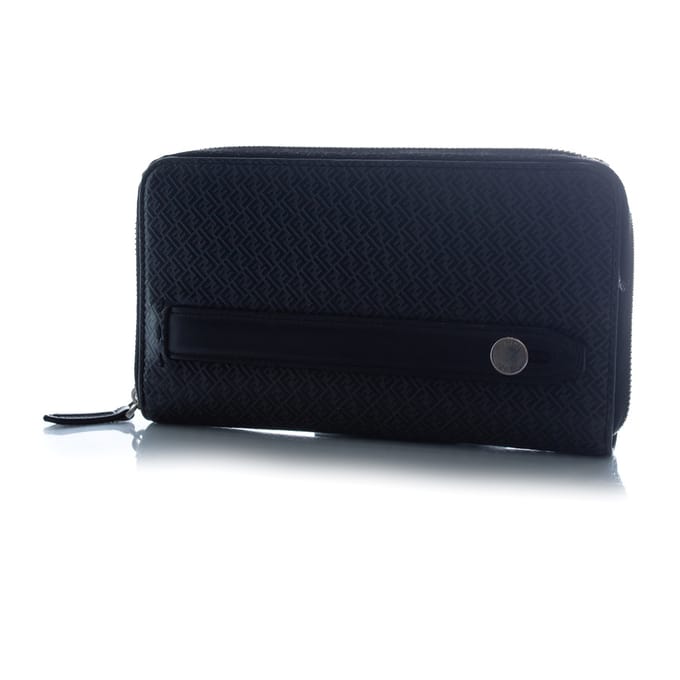 Fendi, FF print leren continentale rits clutch
