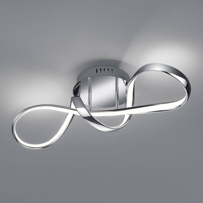 Reality Leuchten LED plafondlamp Perugia met switch-dimmer, chroom