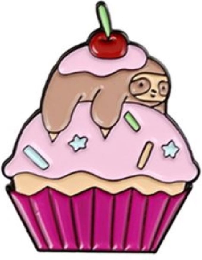 Pin Broche - enamel pin - kledingspeld - Sloth cupcake