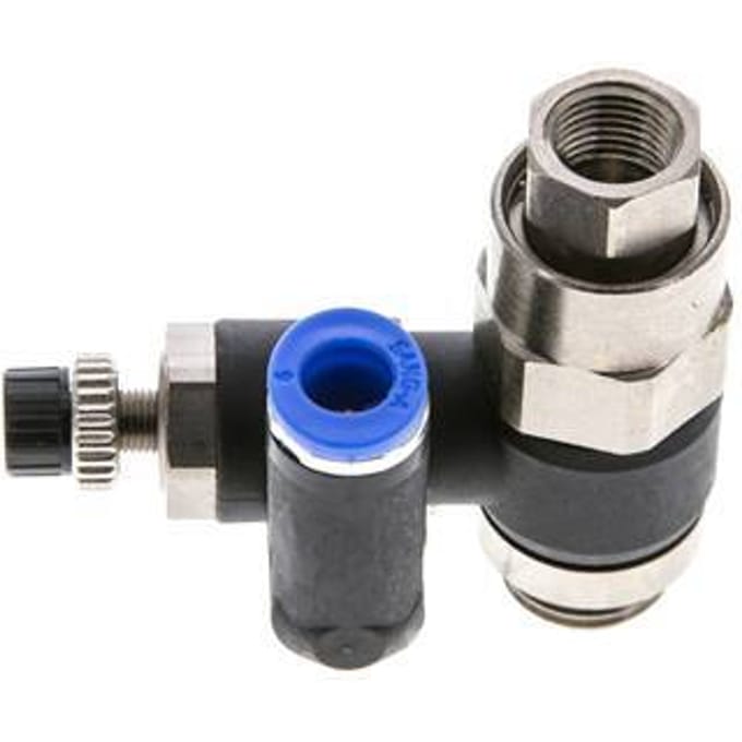 Draaibaar Regelventiel 6 mm - G1/4''-G1/8'' Regeling-Uit Messing/Nylon Indirect Gestuurde Terugslagklep