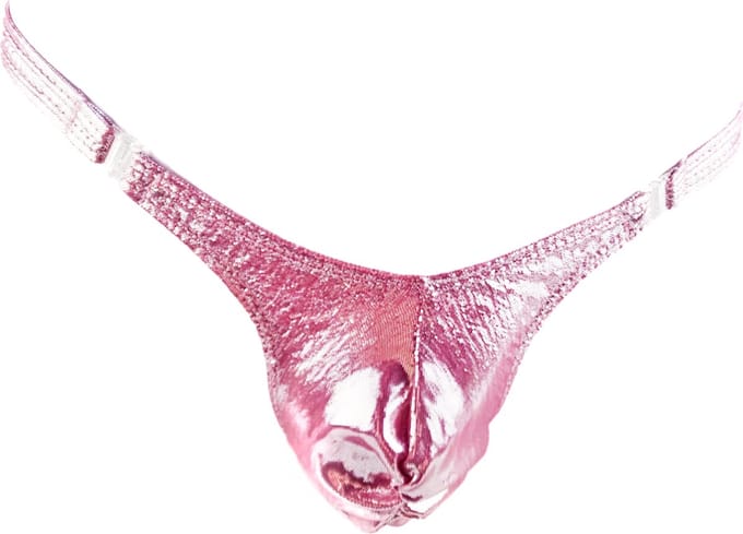 BamBella ® - ondergoed - maat Onesize S M L - String heren onderbroek Roze string glitterr wetlook mannen