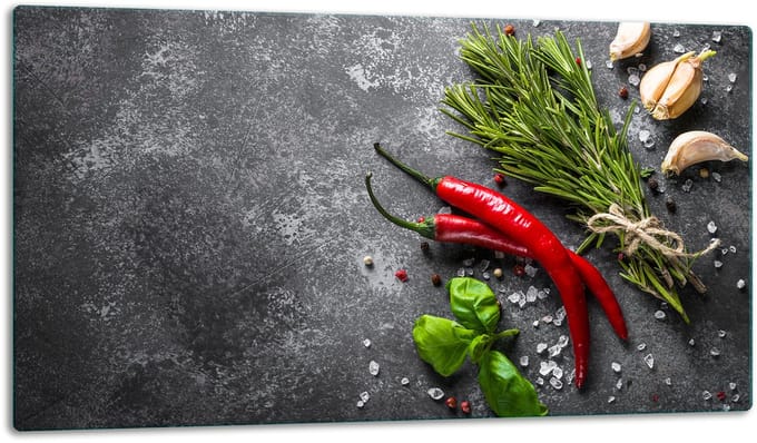 TMK ArtDeko - Snijplank - 52x30cm - Glazen Beschermplaat - Chilli Design