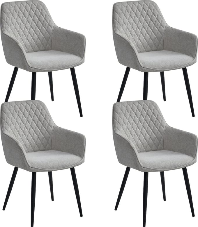 Colenis® - Beverly Eetkamerstoel - Set Van 4 - Beige - Geweven stof - Met armleuning