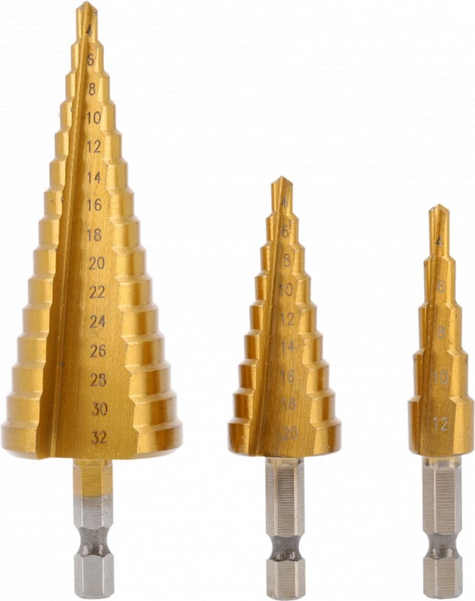 Stappenboor set HSS 4-12 mm, 4-20 mm, 4-32 mm