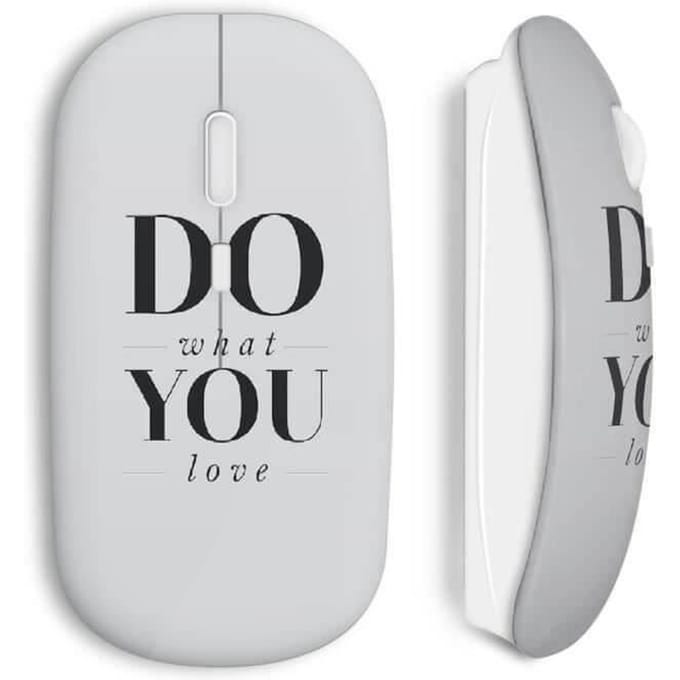 Souris sans fil - MANIACASE - Do What You Love - Couleur blanche - Clé USB wifi incluse - Compatible Mac et PC