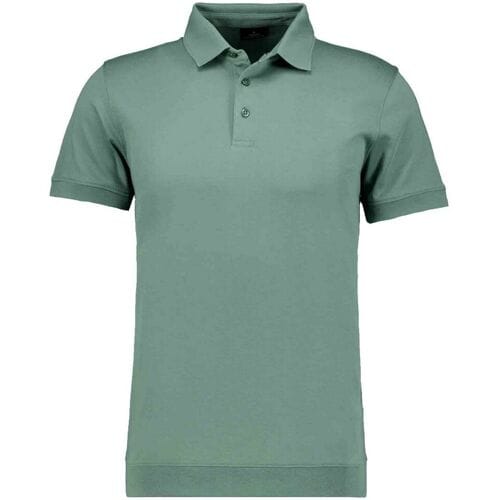 Ragman Pima Cotton Uni Color Polo Bottom Rib Groen / male