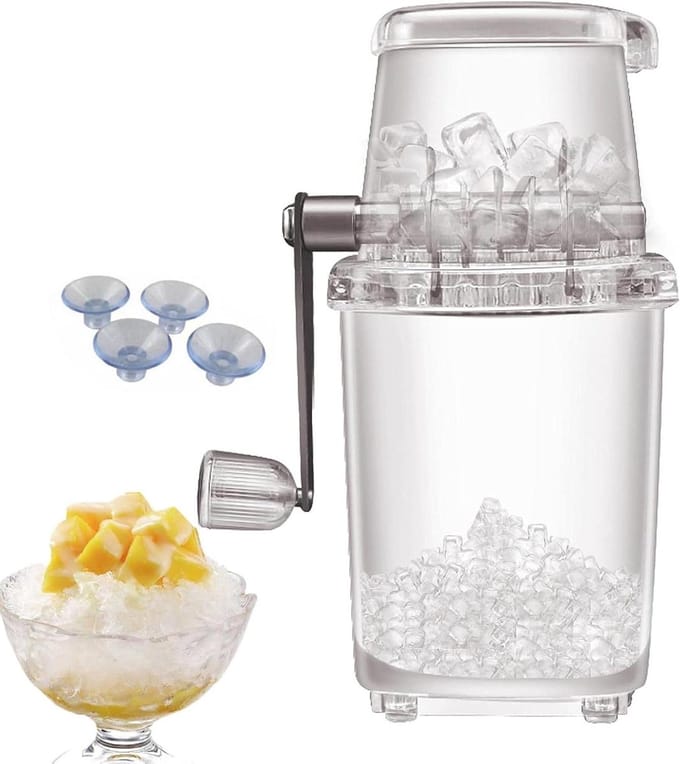 Mini ijsmaker - Crushed ice machine - Drankjes bereiden - Handmatig met zwengel - Compact formaat - Wit