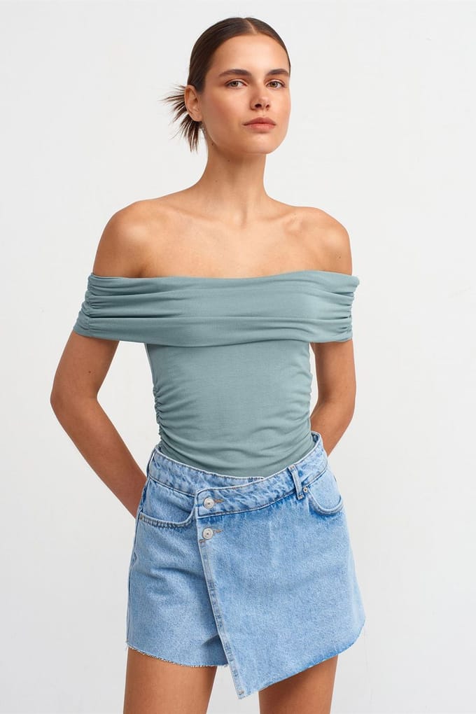 Schoudervrij Slim Fit Jersey Blouse