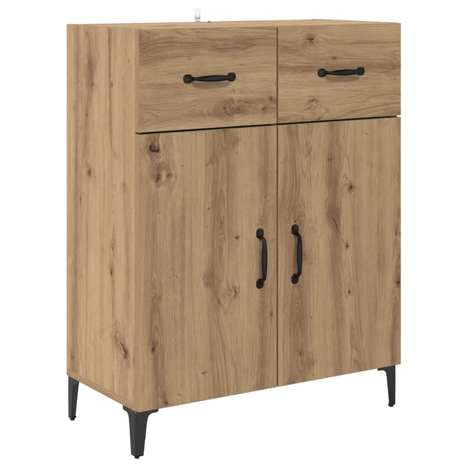 vidaXL - Dressoir - Artisan - Eiken - 69,5 - x - 34 - x - 90 - cm - Bewerkt - hout