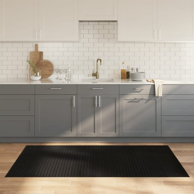 vidaXL - Vloerkleed - rechthoekig - 100x200 - cm - bamboe - zwart
