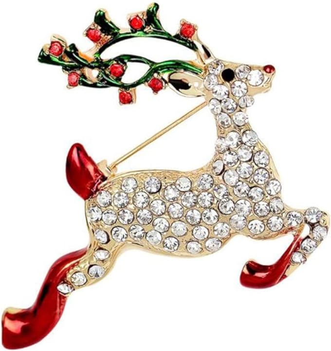 Kerstbroche met Strass Rendier Broche - Kerst bling bling sieraad