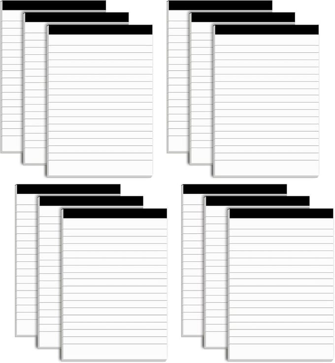 12 notitieblokken 10 x 15 cm met 30 vellen gevoerd papier per blok