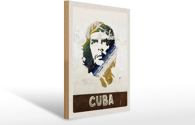 Holzschild Reise 30x40cm Cuba Karibik Che Guevara Frieden