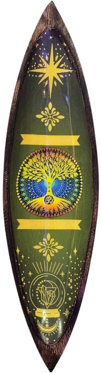 Enamel Incense Bowl - Mango Wood - Tree of Life