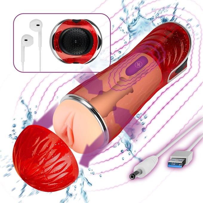 Masturbator met audiofunctie, 22,5 cm