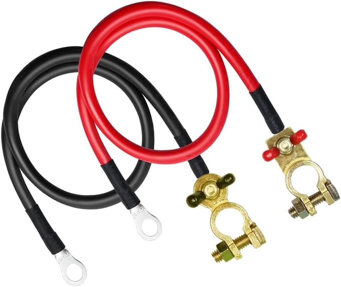 Batterijkabels Set - Accukabels - Voertuig Stroom - Vertind Koper - 50cm 16mm² - Rood Zwart