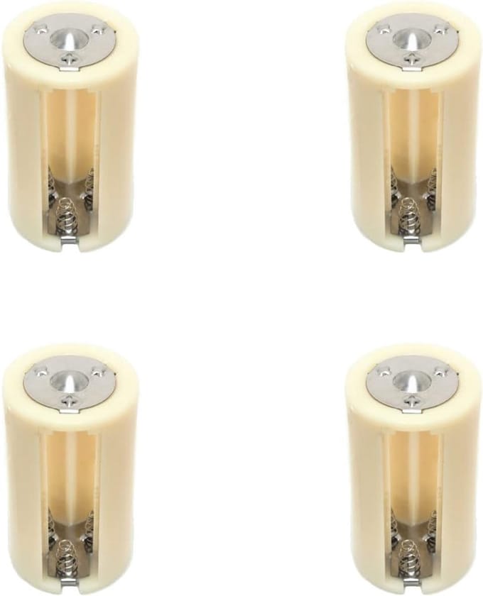 Batterij Adapter - AA naar D - Apparaten Voeden - Verhoogt Capaciteit - 4 Stuks - Zwart