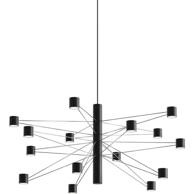 kdln LED hanglamp POLAR 15.1, Ø 77 cm, zwart, 15-lamp, dimbaar