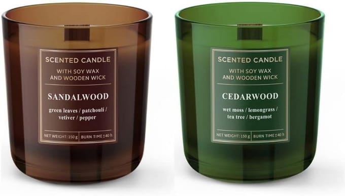 Set van 2 Geurkaarsen in Glas - Cedar en Sandelhout - Duurzaam en Decoratief