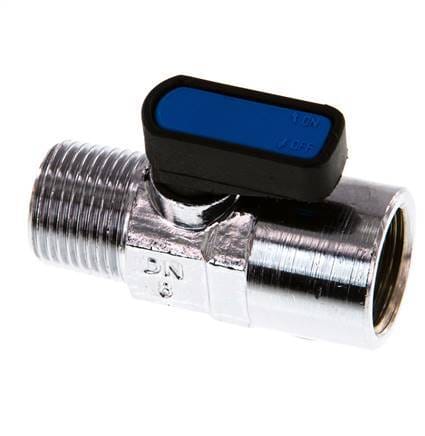 Buiten x Binnendraad R/rp 3/8 inch 2-Weg Messing Mini-Kogelkraan Compact EN331 Gas 20 Bar