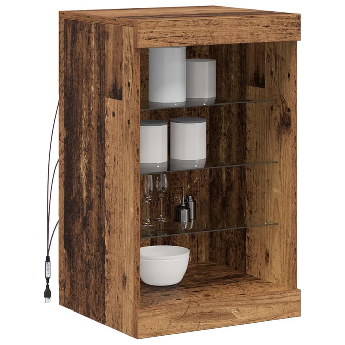 vidaXL - LED - Dressoir - Oudhout - 41 - x - 37 - x - 67 - cm - Bewerkt - hout