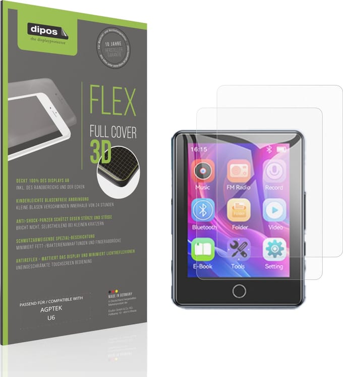 dipos FLEX – 2x Matte Screenprotector geschikt voor AGPTEK U6 | Volledige Schermbescherming | Case-Friendly