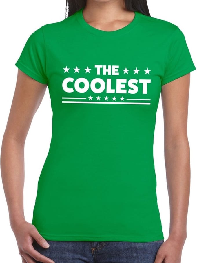 The Coolest tekst t-shirt groen dames - dames shirt The Coolest L