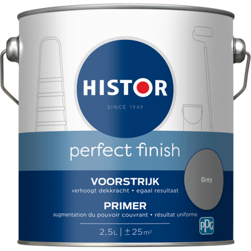 Histor Perfect Finish Muurvoorstrijk - Mat - Geurarm - Extra Dekkend - 2.5L - Grijs