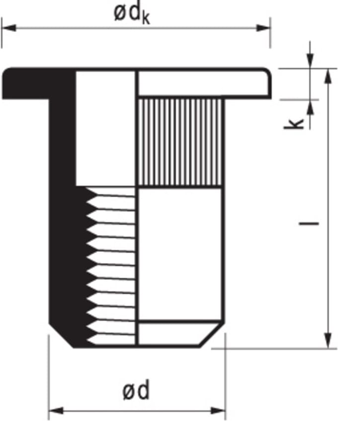 Masterfix Blindklinkmoer M4x11mm - staal - open cilinderkop (Per 50 stuks)