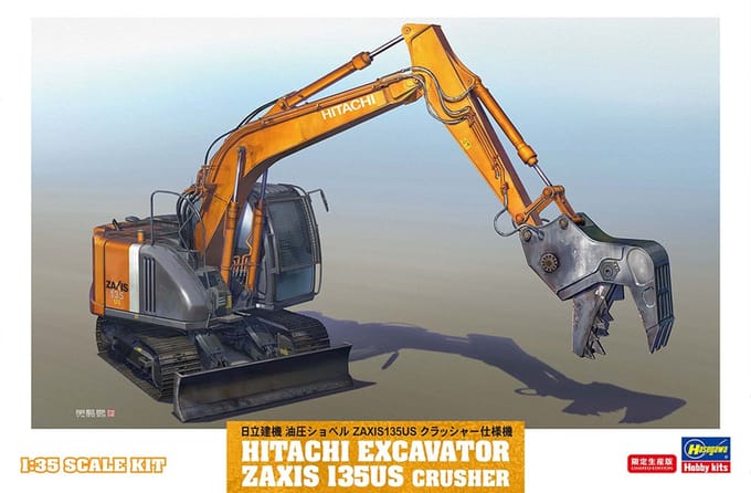 Hasegawa Modelbouwpakket Landbouwvoertuigen - 66103 Hitachi Graafmachine Zaxis 135US Crusher Plastic - 1:35 - Modelbouw