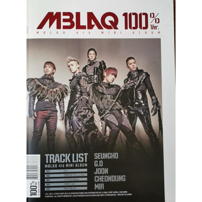 CD MBLAQ - MBLAQ / '100% Ver'-4e Mini-album ( CMCC9859 CJ E&M 2012 Zuid-Korea K-Pop Gebruikt gray