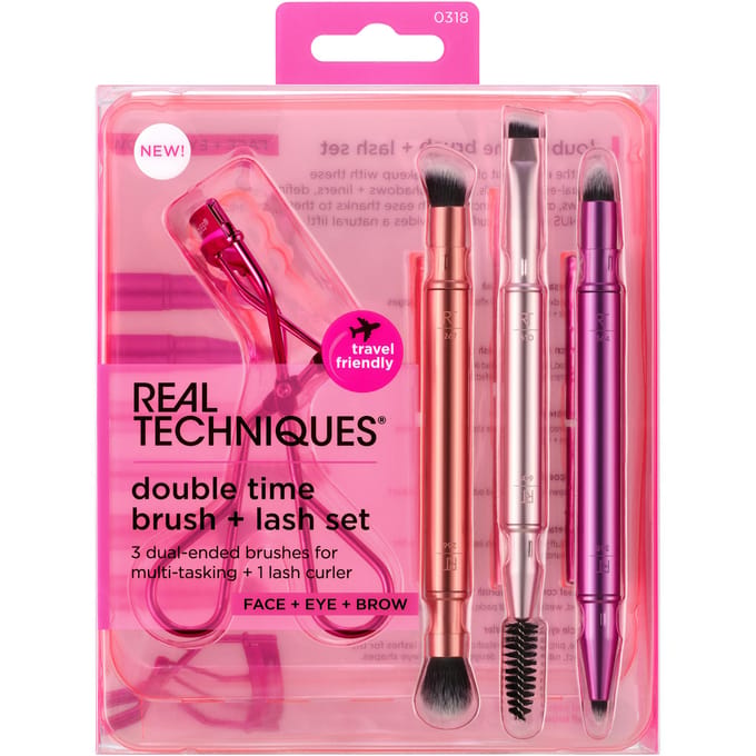 Make-up Borstel set Real Techniques DOUBLE TIME BRUSH + LAST 4 Onderdelen
