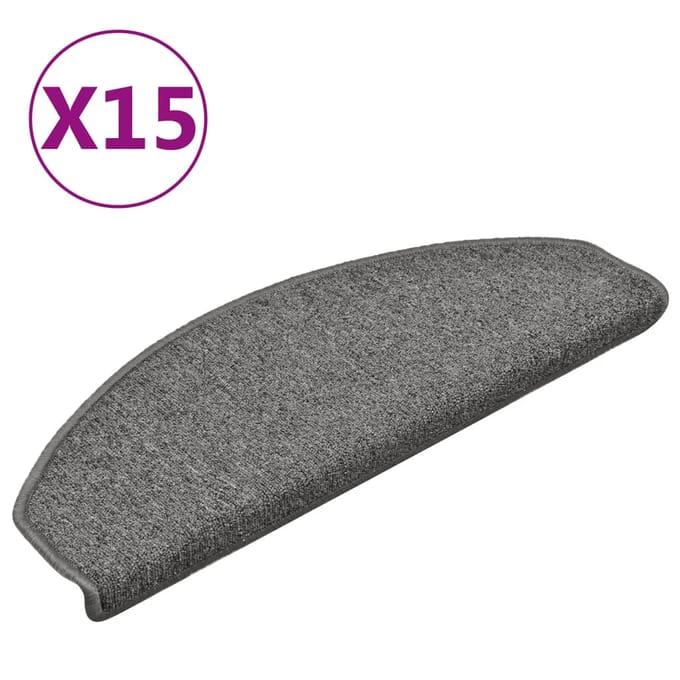 vidaXL - Trapmatten - 15 - st - 65 - x - 24 - x - 4 - cm - Non-Slip - Grijs - en - Zwart