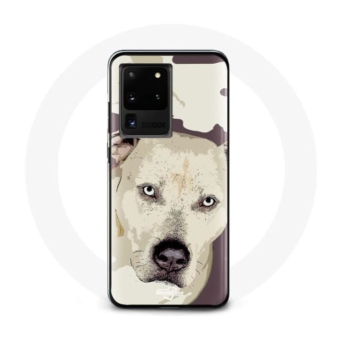 Hoesje voor Samsung Galaxy S20 Ultra Pitbull Hond Wit wit