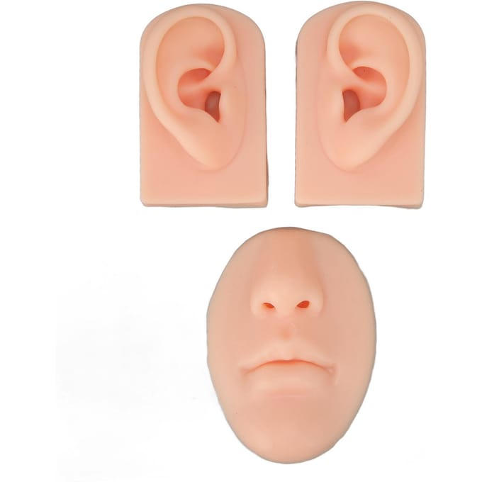Modèle 3D de Nez et de Bouche Modèle d'Oreille en Silicone Accessoires d'Affichage de Simulation pour Piercing Pratique de Suture beige