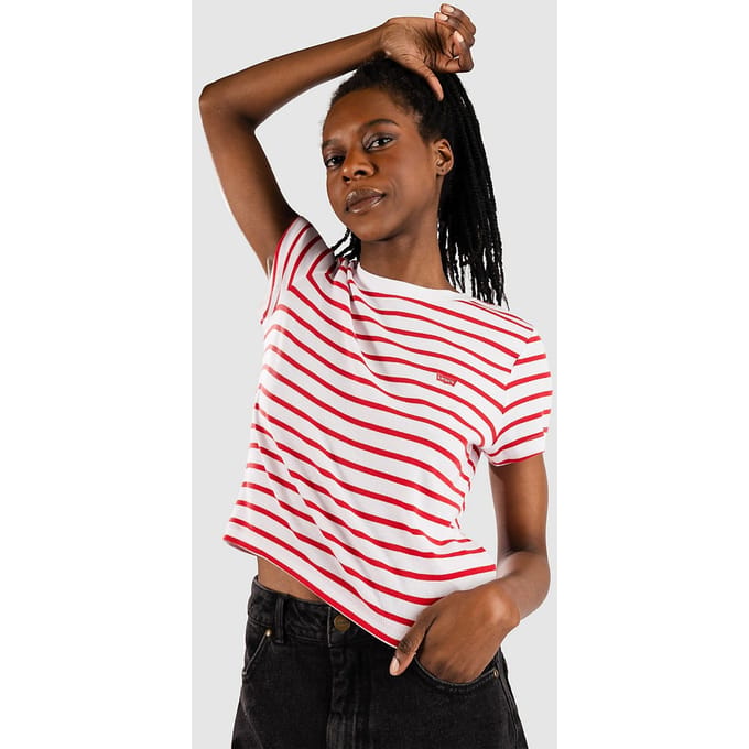 T-shirt in riblook met label-stitching