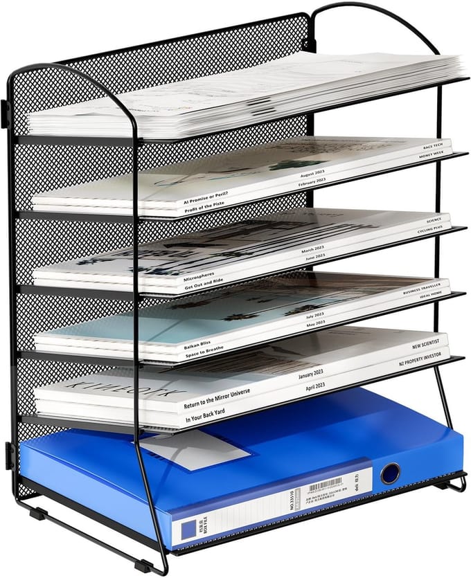 Dailygoods- Archiveringsbak - Documenthouder A4 - Bureau Organizer - Opslagrek - Zwart - Stijlvol ontwerp